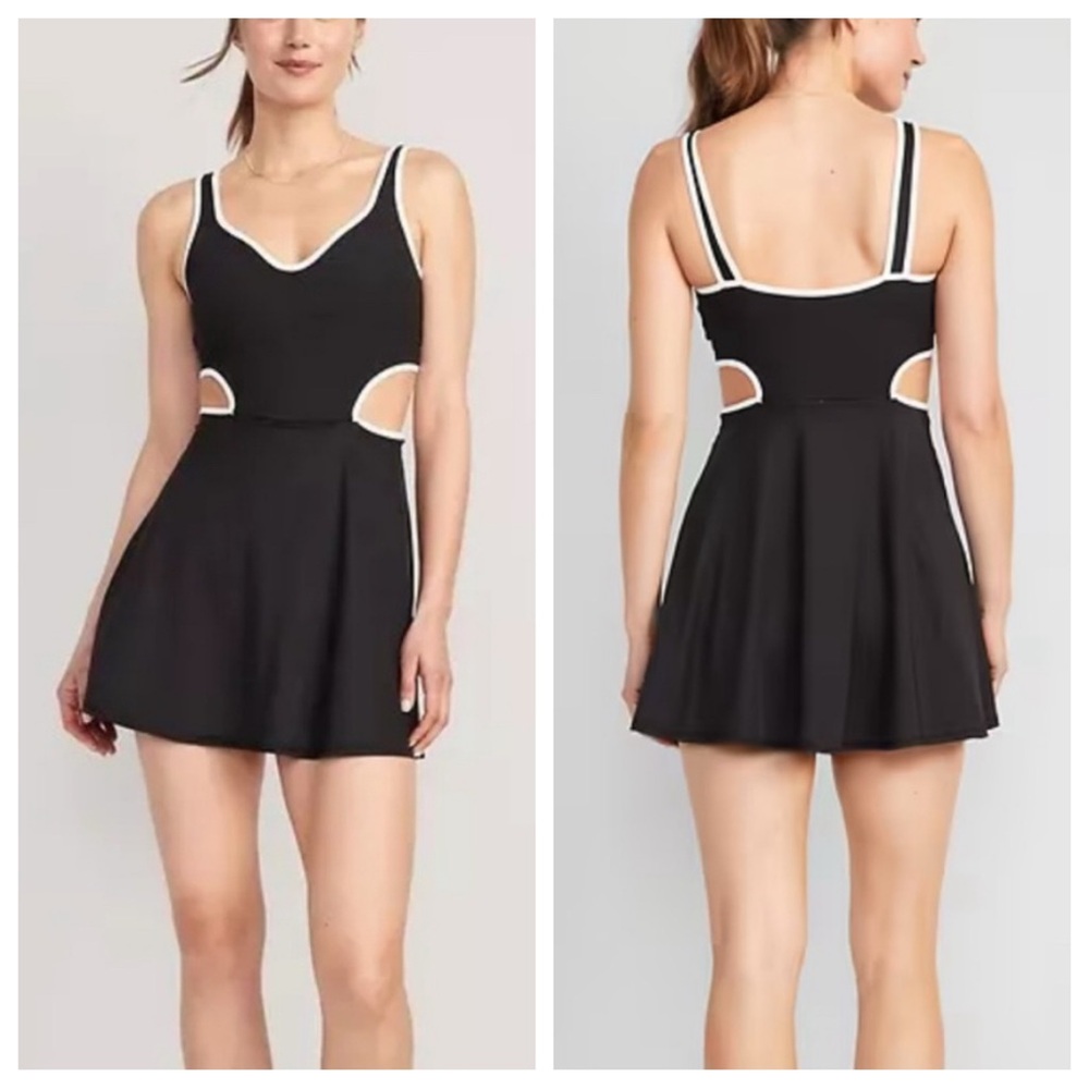 Old Navy Powersoft Athletic Dress in Black and White Cutout - Size M